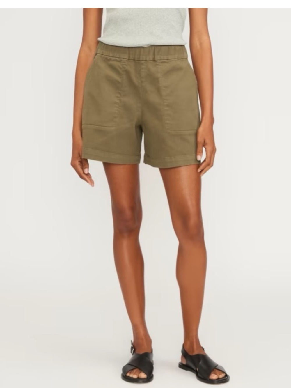 Everlane The Organic cotton Pull on Short in Beech khaki green Size Small